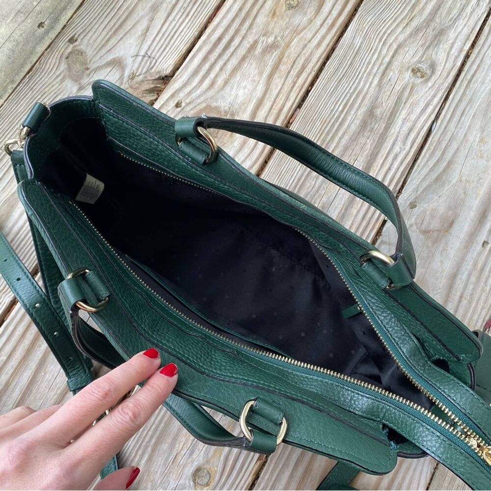 New York Chatham Lane Harlan Satchel Bag Forest Leaf Green Suede - Picture 5 of 12